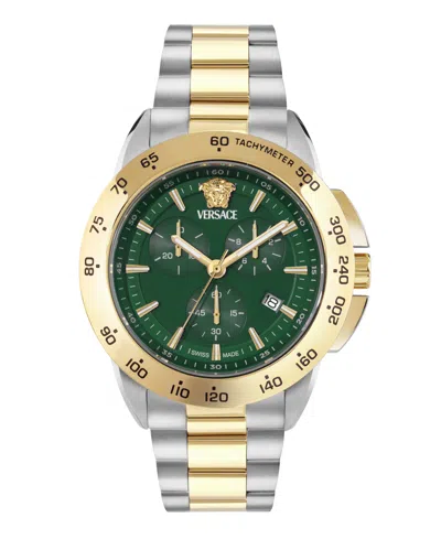 Versace Men's V-sport Two-tone Stainless Steel Bracelet Watch, 44mm In Gold