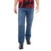 Versace Men's Washed Medium Blue Straight-leg Mid-rise Jeans In Blue