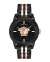 Versace Men's V-code Black & Rose Goldtone Stainless Steel Watch