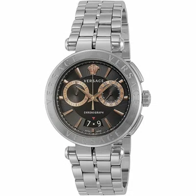 Pre-owned Versace Men Watch Chronograph Aion Ve1d01019 Stainless Steel
