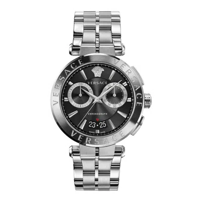 Pre-owned Versace Men Watch Chronograph Aion Ve1d01520 Stainless Steel