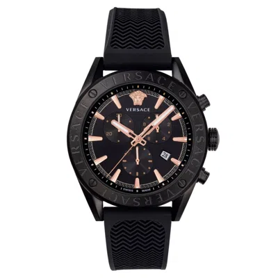 Pre-owned Versace Men Watch Chronograph V-chrono Vehb00419 Silicone