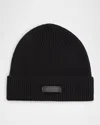 Versace Logo-patch Wool Beanie In Black