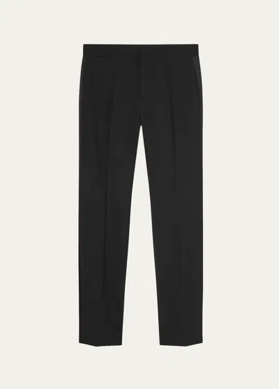 Versace Men's Wool-mohair Tuxedo Pants In Black