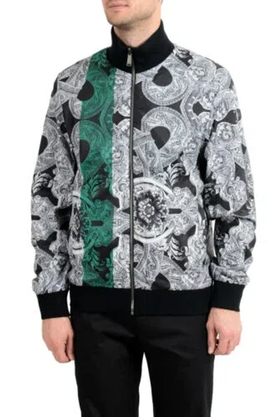 Pre-owned Versace Men's Wool Reversible Full Zip Windbreaker Jacket Us M It 50 In Multicolor