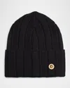 Versace Men's Wool Rib Knit Beanie Hat In Black