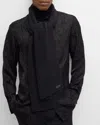 Versace Men's Wool Rib-knit Scarf In Black