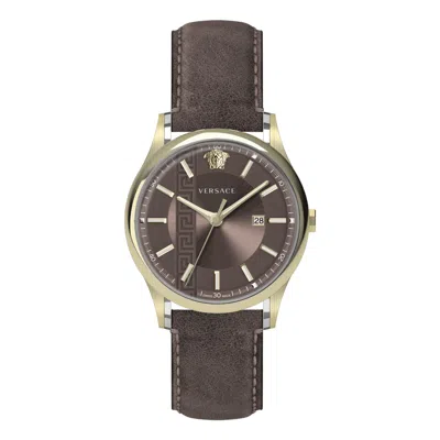 Pre-owned Versace Men's Wristwatch Leather Aiakos Ve4a00320