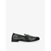 Versace Logo-embellished Leather Loafers In Black