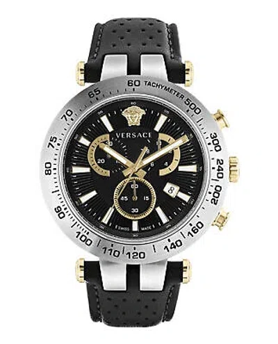 Pre-owned Versace Mens Bold Chrono Stainless Steel 46mm Strap Fashion Watch