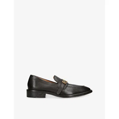 Versace Mens Buckle-embellished Leather Loafers Black Eur 44 / 10 Uk