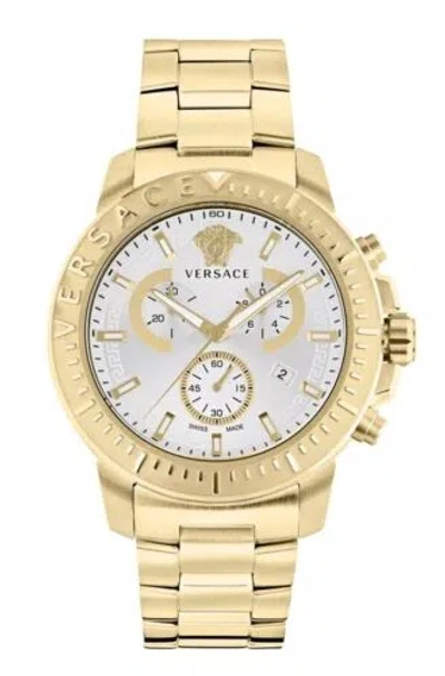 Pre-owned Versace Mens Chrono Gold 45mm Bracelet Fashion Watch