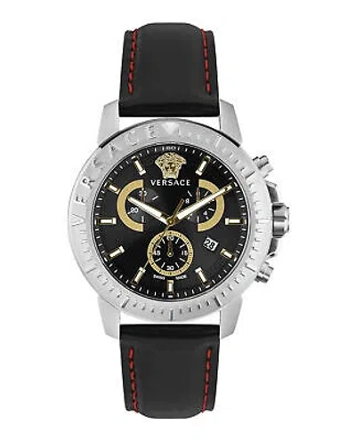 Pre-owned Versace Mens Chrono Stainless Steel 45mm Strap Fashion Watch
