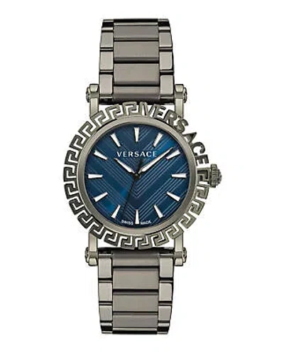 Pre-owned Versace Mens Greca Glam Ip Gunmetal 40mm Bracelet Fashion Watch
