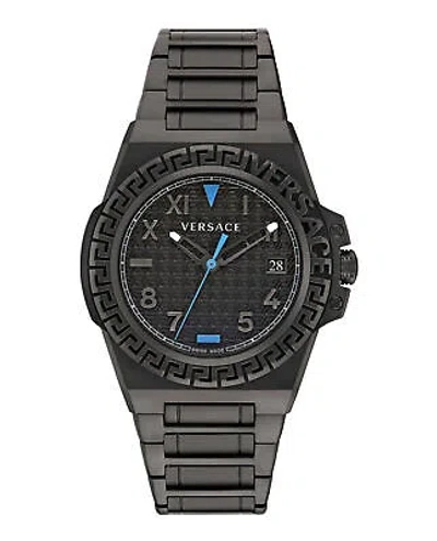 Pre-owned Versace Mens Greca Reaction Ip Black 44mm Bracelet Fashion Watch