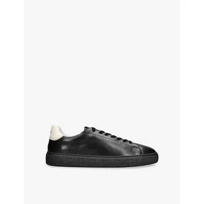 Versace Mens Logo Leather Trainers Black Eur 45 / 11 Uk