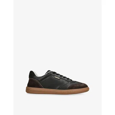 Versace Mens Logo-tag Suede And Leather Trainers Black/comb Eur 41 / 7 Uk