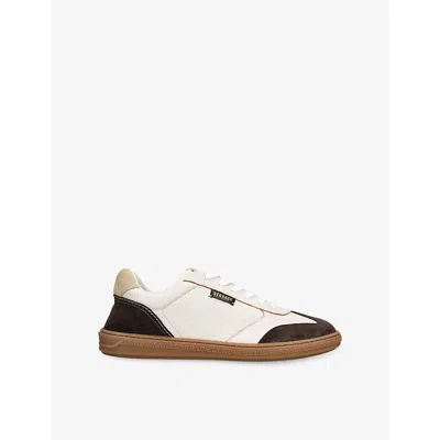 Versace Mens Logo-tag Suede And Leather Trainers White/oth Eur 45 / 11 Uk