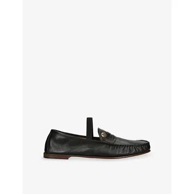 Versace Mens Medusa-embellished Leather Loafers Black Eur 43 / 9 Uk