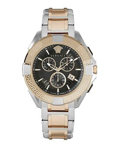 Pre-owned Versace Mens Two Tone 46mm Bracelet Fashion Watch