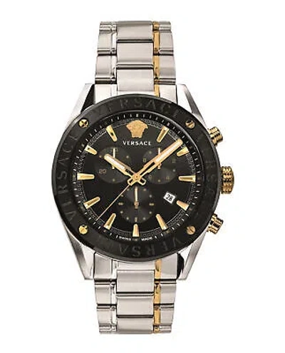 Pre-owned Versace Mens V-chrono Two Tone 44mm Bracelet Fashion Watch