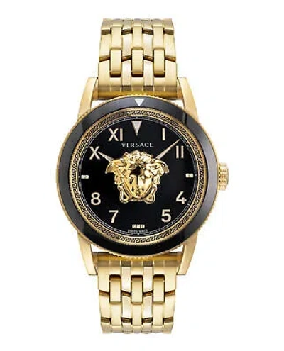 Pre-owned Versace Mens V-palazzo Ip Yellow Gold 43mm Bracelet Fashion Watch