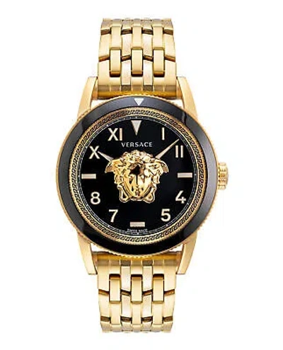 Pre-owned Versace Mens V-palazzo Ip Yellow Gold 43mm Bracelet Fashion Watch