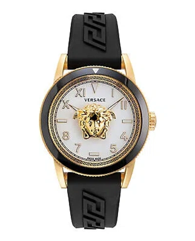 Pre-owned Versace Mens V-palazzo Ip Yellow Gold 43mm Strap Fashion Watch