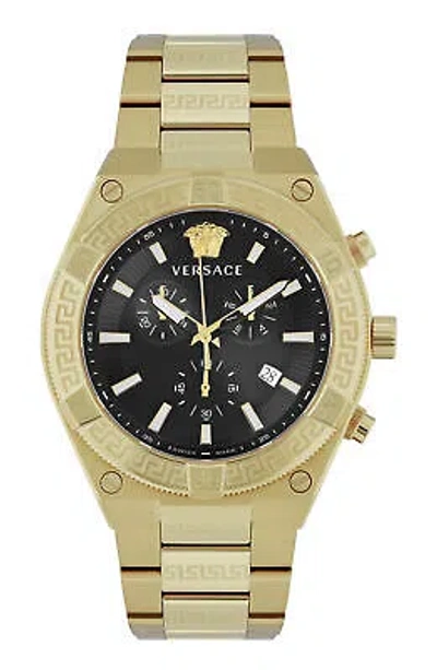 Pre-owned Versace Mens V-sporty Greca Gold 46mm Bracelet Fashion Watch