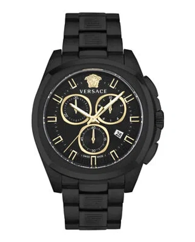 Pre-owned Versace Mens  Geo Chrono Black 43mm Bracelet Fashion Watch