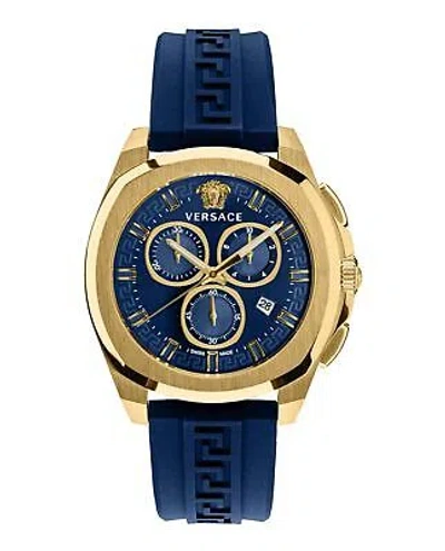 Pre-owned Versace Mens  Geo Chrono Gold 43mm Strap Fashion Watch