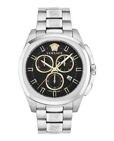 Pre-owned Versace Mens  Geo Chrono Stainless Steel 43mm Bracelet Fashion Watch