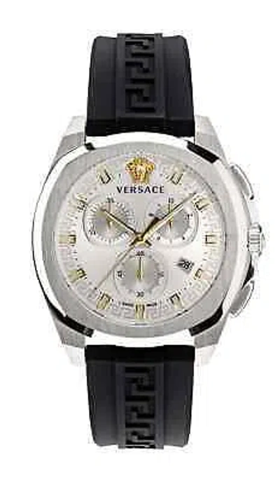 Pre-owned Versace Mens  Geo Chrono Stainless Steel 43mm Strap Fashion Watch