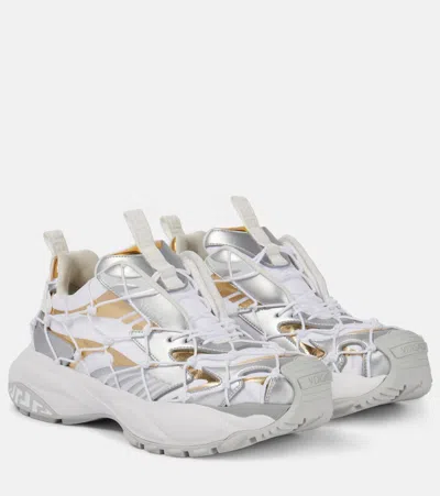 VERSACE MERCURY LEATHER-TRIMMED SNEAKERS