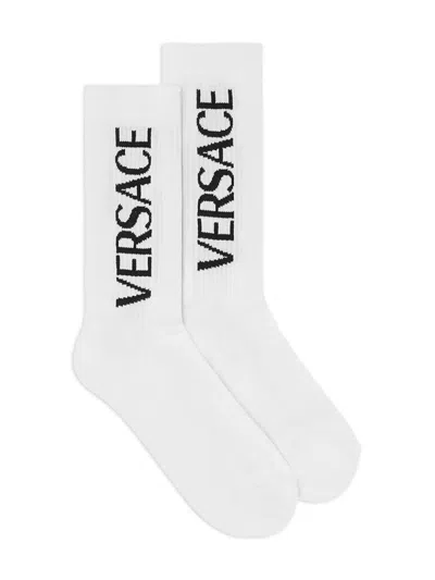 Versace Mercury-logo Socks In White