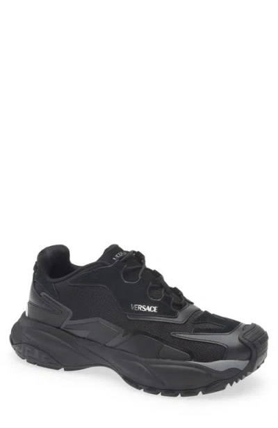 Versace Mercury Low Top Sneaker In Black-ruthenium Ultra