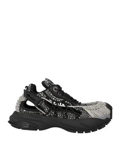 Versace Mercury Man Sneakers Black Size 7 Leather, Textile Fibers