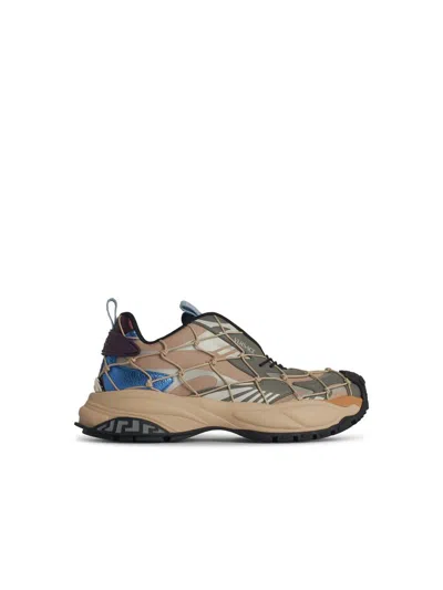 Versace 'mercury' Multicolor Polyester Sneakers In Brown