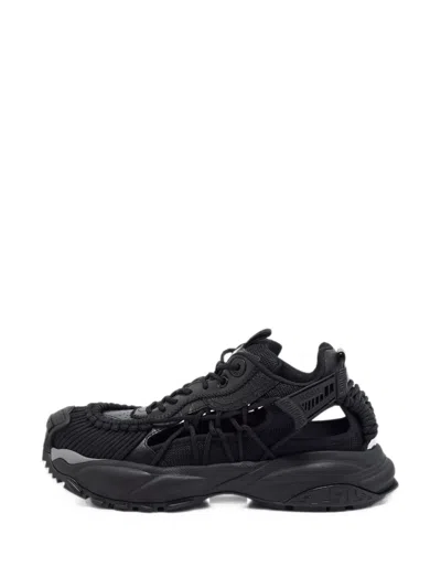 Pre-owned Versace Mercury Panelled Sneakers In Black