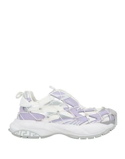 VERSACE VERSACE MERCURY WOMAN SNEAKERS WHITE SIZE 6.5 LEATHER, SYNTHETIC FIBERS