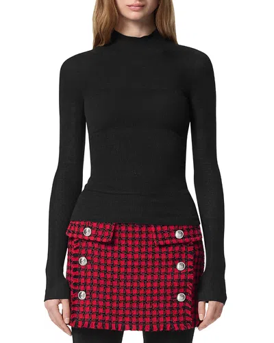 Versace Merino Seamless Ribbed Sweater In Black