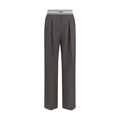 Versace Merino Wool And Mohair Blend Trousers In Gray