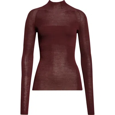 Versace Merino Wool Blend Rib Sweater In Burgundy