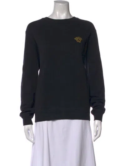 Pre-owned Versace Merino Wool Crew Neck Sweatshirt In Black