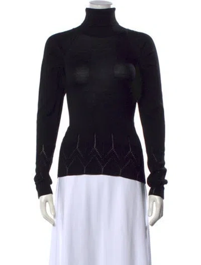 Pre-owned Versace Merino Wool Turtleneck Sweater In Black