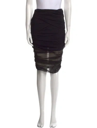 Pre-owned Versace Mesh Accents Knee-length Skirt In Black