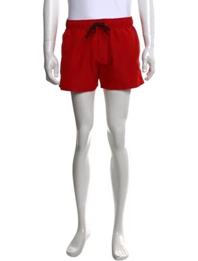 Pre-owned Versace Mesh Accents Swim Trunks In Red