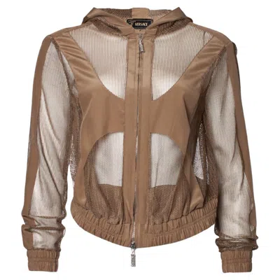 Pre-owned Versace , Mesh Cardigan In Brown