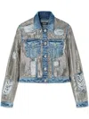 Versace Metal Mesh Denim Jacket In Blue