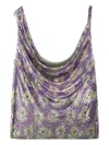 Versace Mesh Draped-neck Top In Purple